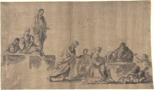 Figures Surrounding a Man Lying on the Ground; verso- A Group of Figures MET DP801467