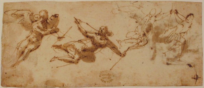Four Flying Angels (recto); Two Flying Figures (verso) MET 80.3.112 RECTO