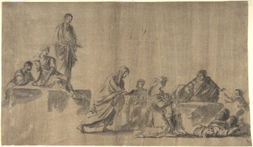 Figures Surrounding a Man Lying on the Ground; verso- A Group of Figures MET DP803551