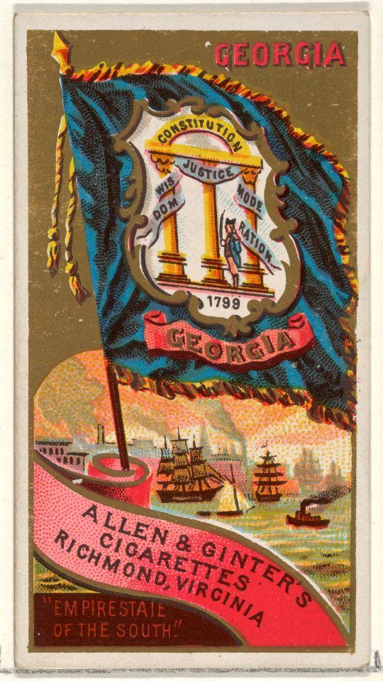 Georgia, from Flags of the States and Territories (N11) for Allen & Ginter Cigarettes Brands MET DP834521