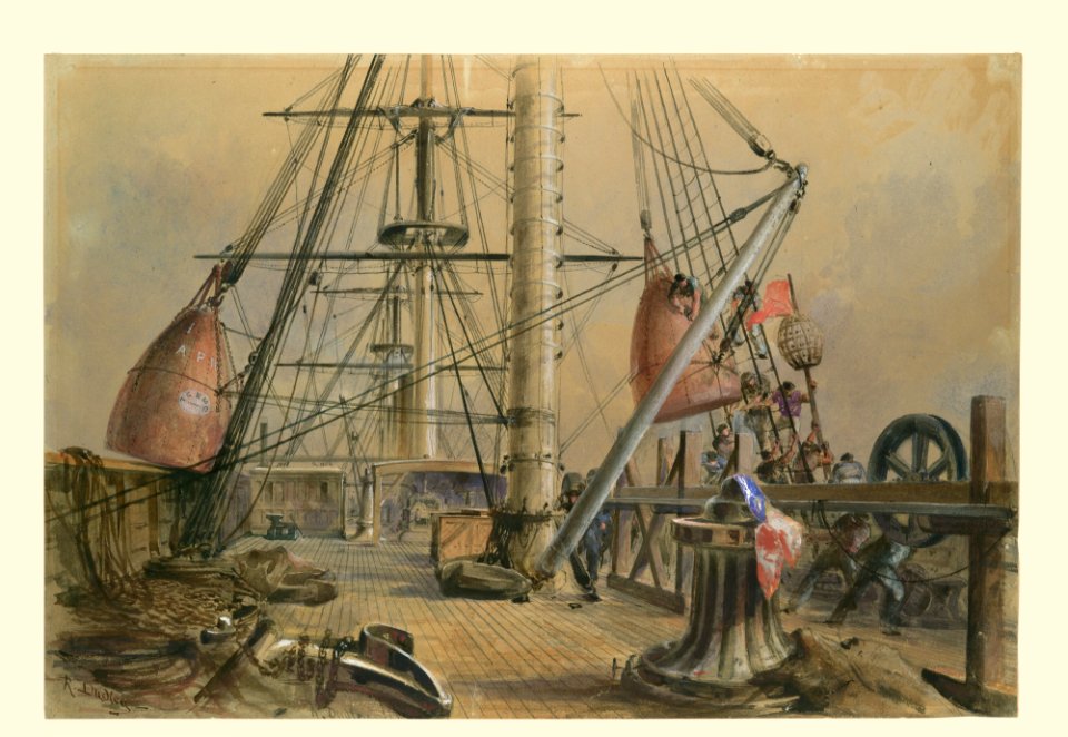 Getting Out One of the Great Buoys- The Deck of the Great Eastern Looking From the Forecastle MET DP119845