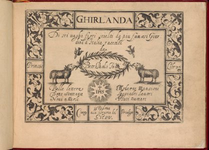 Ghirlanda- Di sei vaghi fiori scielti da piu famosi Giardini d'Italia, title page (recto) MET DP362252
