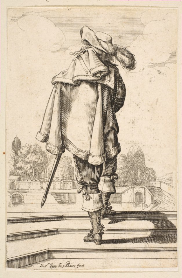 Gentleman in a Cape and Plumed Hat Seen from the Back MET DP818061