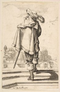 Gentleman in a Cape and Plumed Hat Seen from the Back MET DP818061