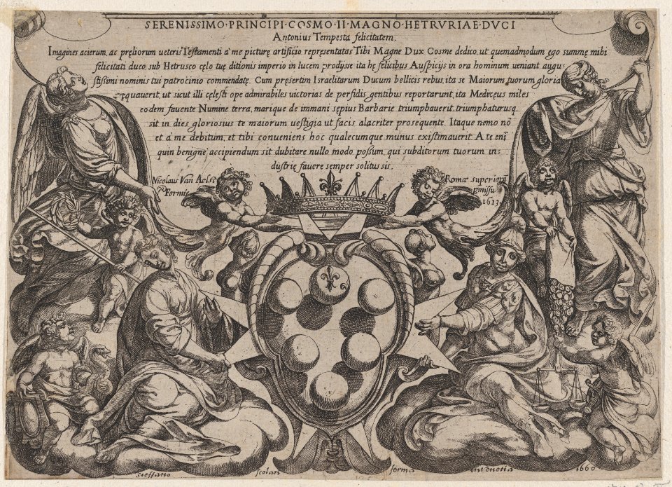Frontispiece to 'The Battles of the Old Testament' with the arms of the Medici Crowned by Two Putti MET DP863697