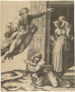 God carried by angels, appearing to Noah and his family, after the Flood MET DP852718