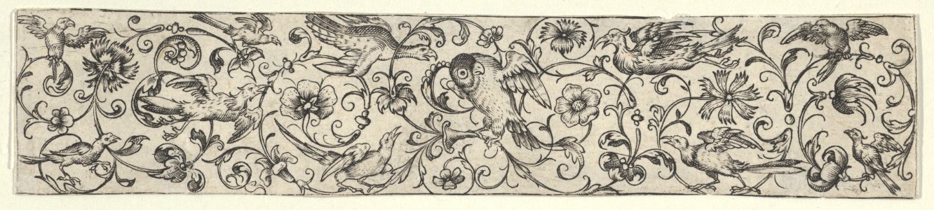 Frieze with Birds Perched on Scrolling Tendrils MET DP837034