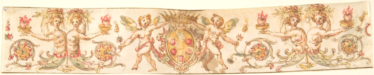 Frieze with Medici Coat of Arms and Putti (Embroidery Design?) MET DP802004