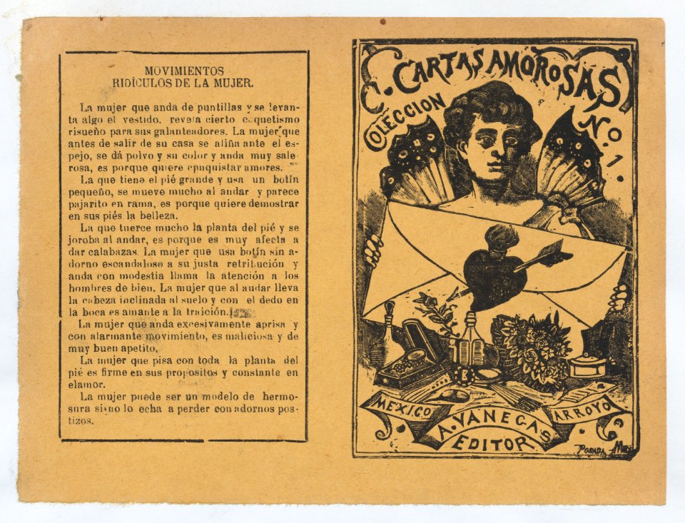 Front and back covers printed on the same sheet for a collection of love letters (number 1) MET DP869122