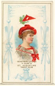 Genevieve Lytton in Colors of St. Augustine Yacht Club, from the Yacht Colors of the World series (N140) issued by Duke Sons & Co. to promote Honest Long Cut Tobacco MET DP865762