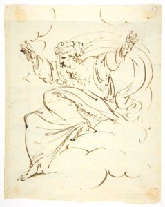 God The Father Creating (?) (r.); Study of neo-classical statue of a nude male (v.) MET DP811536