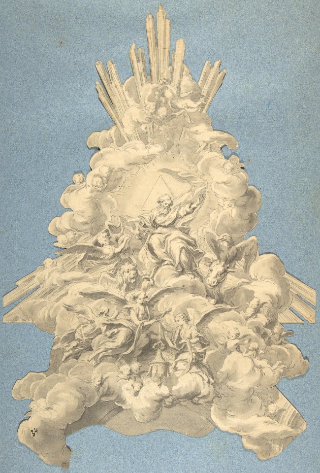 God the Father Surrounded by Angels and the Four Animals, Symbols of the Evangelists MET DP803550