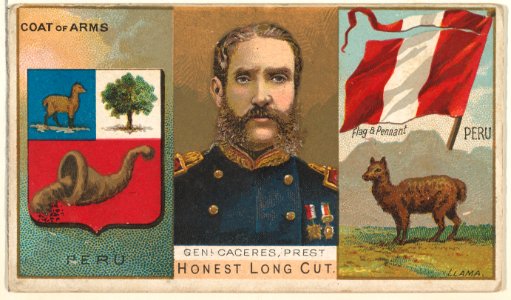 General Caceres, President of Peru, from the Rulers, Flags, and Coats of Arms series (N126-1) issued by W. Duke, Sons & Co. MET DPB873796