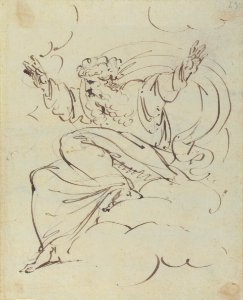 God The Father Creating (?) (r.); Study of neo-classical statue of a nude male (v.) MET 1998.406.3a
