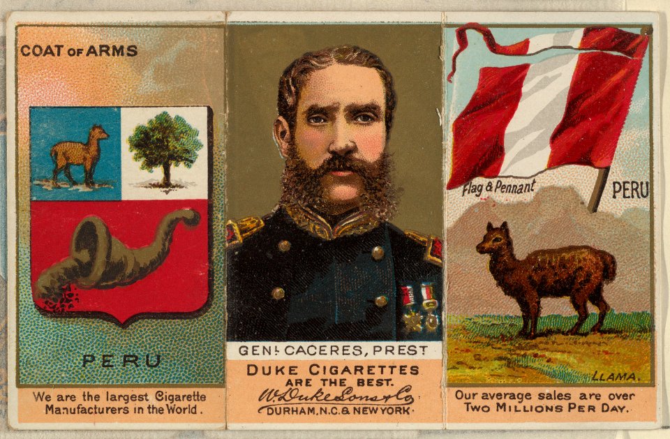 General Caceres, President of Peru, from the Rulers, Flags, and Coats of Arms series (N126-2) issued by W. Duke, Sons & Co. MET DPB873898