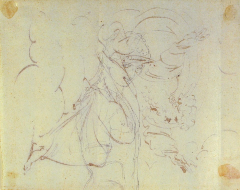 God The Father Creating (?) (r.); Study of neo-classical statue of a nude male (v.) MET 1998.406.3b
