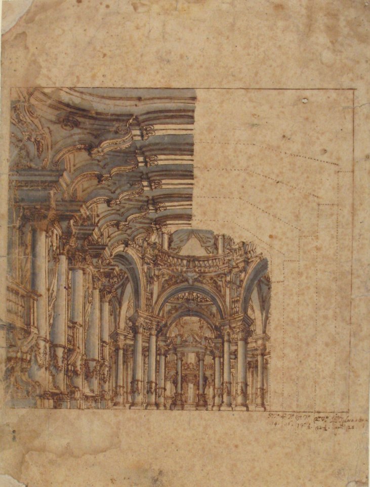 Framed Unfinished Design of a Baroque Church Interior. MET 1971.513.62