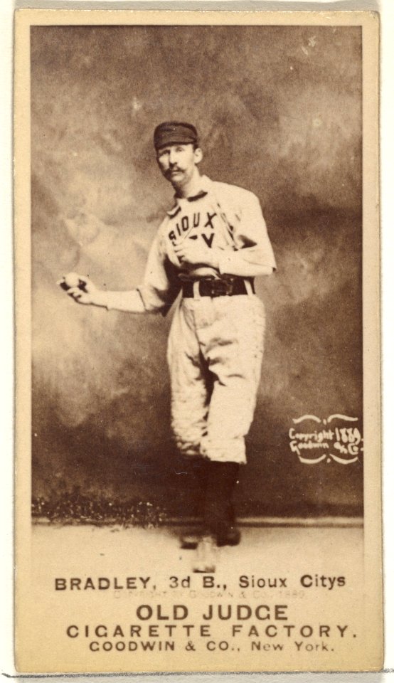 George Washington "Grin" Bradley, 3rd Base, Sioux City Corn Huskers, from the Old Judge series (N172) for Old Judge Cigarettes MET DP846427