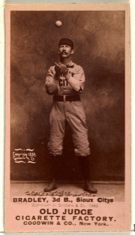 George Washington "Grin" Bradley, 3rd Base, Sioux City Corn Huskers, from the Old Judge series (N172) for Old Judge Cigarettes MET DP846428