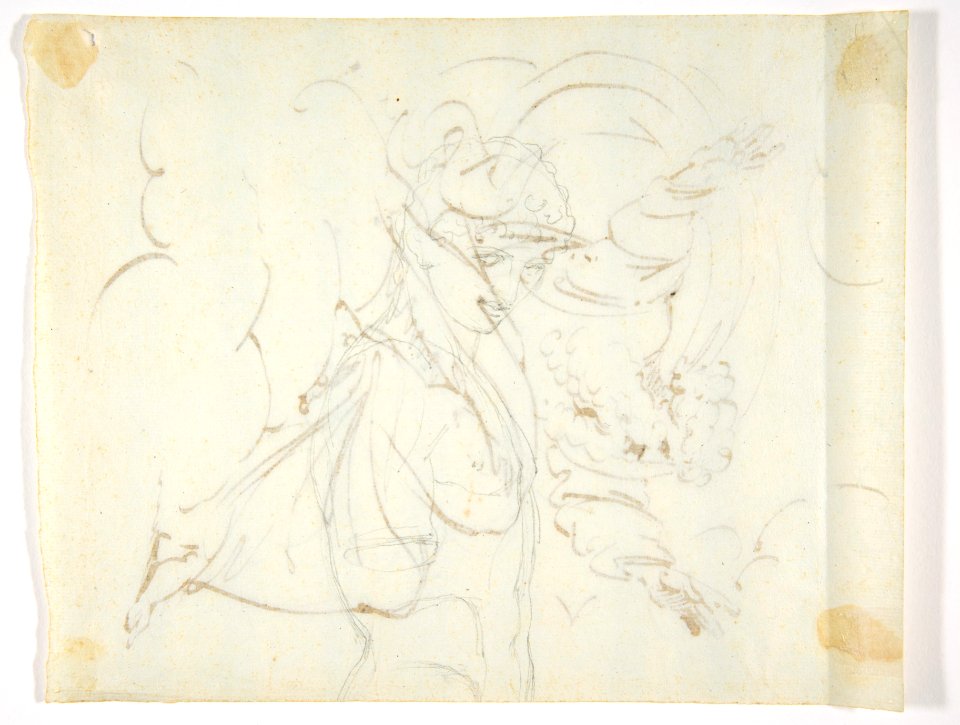 God The Father Creating (?) (r.); Study of neo-classical statue of a nude male (v.) MET DP811537