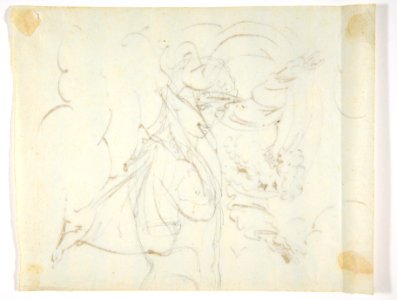 God The Father Creating (?) (r.); Study of neo-classical statue of a nude male (v.) MET DP811537