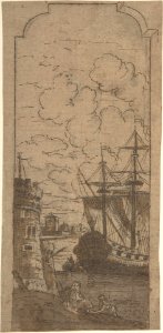 Framed Port scene with two figures MET DP805122