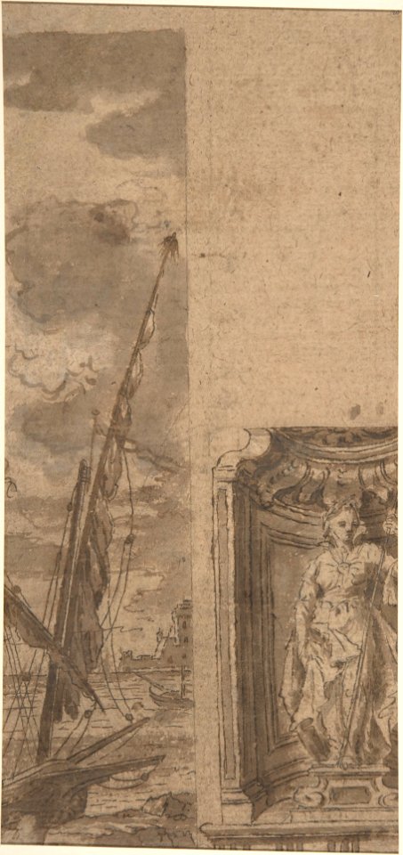Framed Port scene with two figures MET DP805124