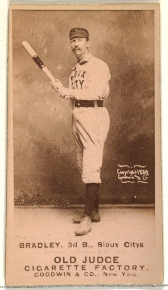 George Washington "Grin" Bradley, 3rd Base, Sioux City Corn Huskers, from the Old Judge series (N172) for Old Judge Cigarettes MET DP846429