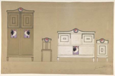 Furniture Designs- Wardrobe, Chair, Bureau and Washstand MET DP810363