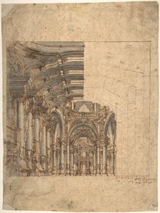 Framed Unfinished Design of a Baroque Church Interior. MET DP807886