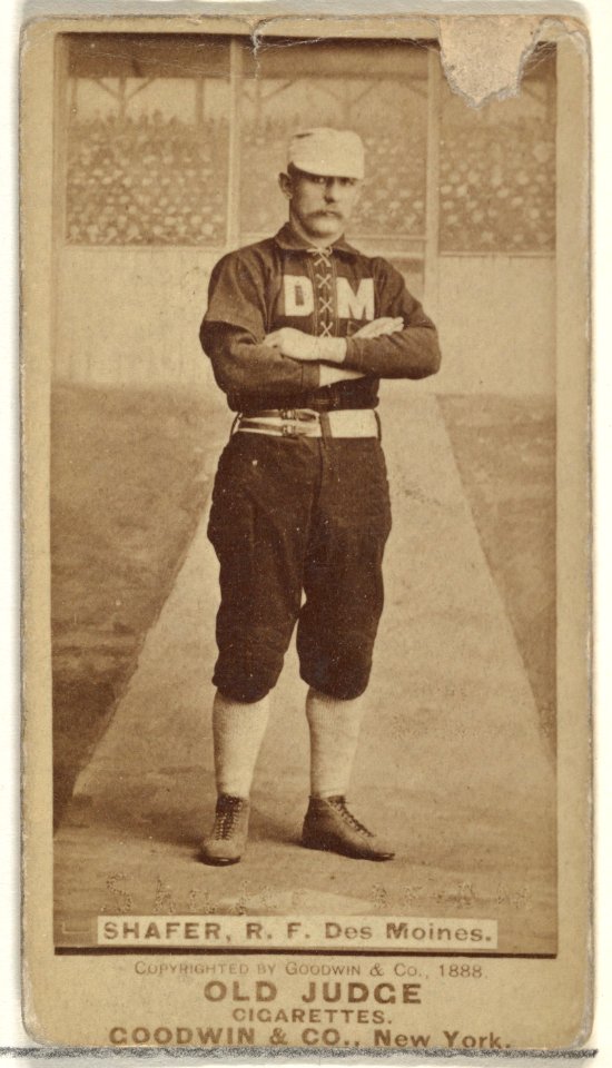 George W. Shafer, Right Field, Des Moines Prohibitionists, from the Old Judge series (N172) for Old Judge Cigarettes MET DP846415