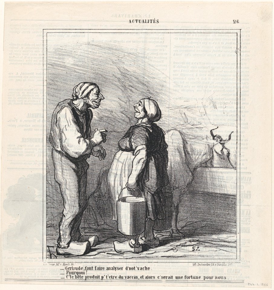 Gertrude, we need to have our cow analyzed, from 'News of the day,' published in Le Charivari, February 1, 1866 MET DP877446