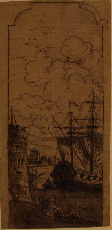 Framed Port scene with two figures MET 1975.131.89