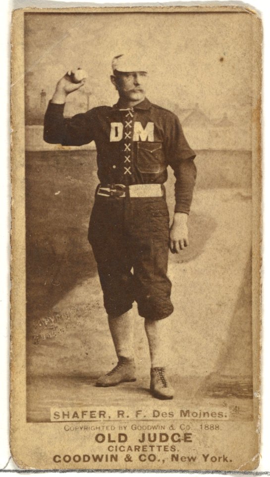 George W. Shafer, Right Field, Des Moines Prohibitionists, from the Old Judge series (N172) for Old Judge Cigarettes MET DP846416