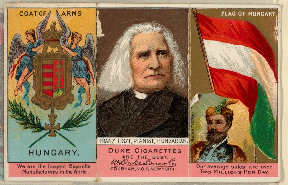 Franz Liszt, Pianist, Hungarian, from the Rulers, Flags, and Coats of Arms series (N126-2) issued by W. Duke, Sons & Co. MET DPB873886