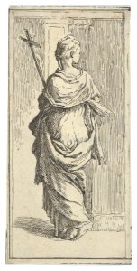 Girl carrying a crucifix and stepping toward a pilaster, seen from behind MET DP839092