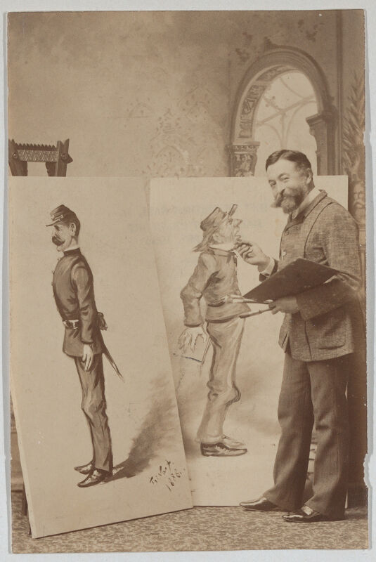 Full-length Portrait of Thomas Nast with Two Caricatures MET DP860318