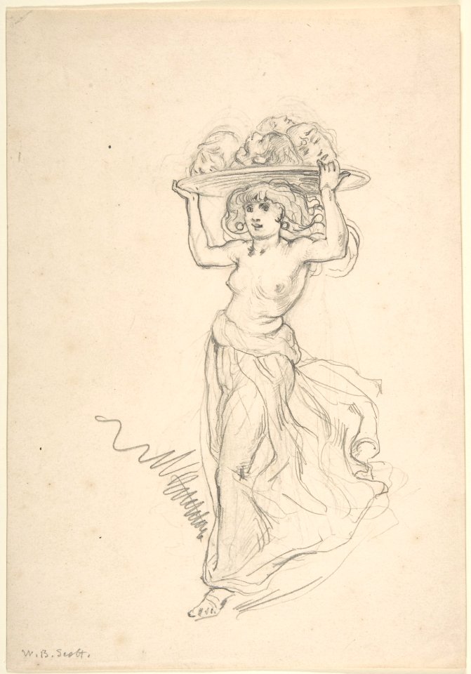 Girl Carrying a Tray with Four Heads MET DP805061