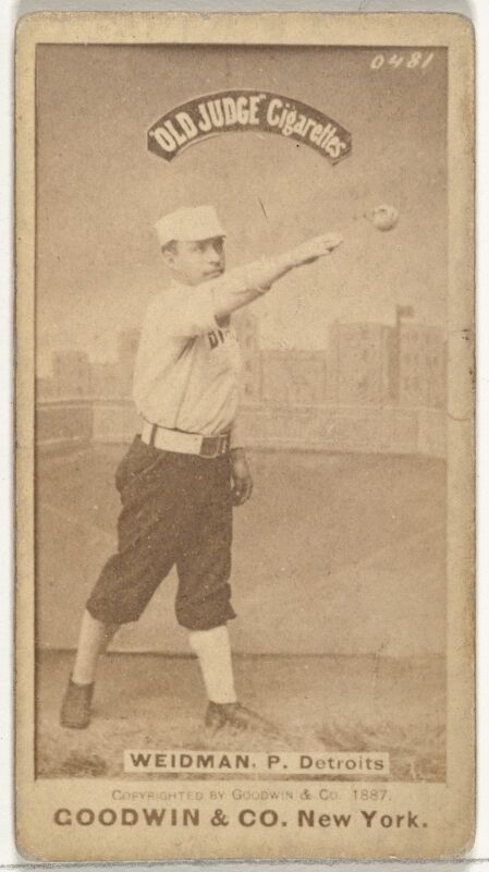 George Edward "Stump" Wiedman, Pitcher, Detroit Wolverines, from the Old Judge series (N172) for Old Judge Cigarettes MET DP846304