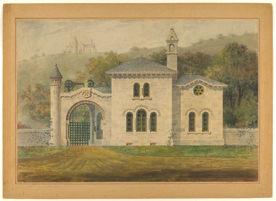 Gate Lodge for Amos G. Hull, Newburgh, New York (front elevation) MET DP855385