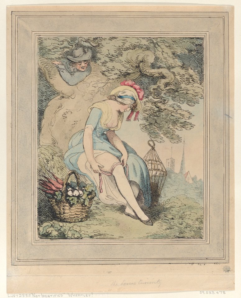 Girl with a Basket and Birdcage Adjusting Her Garter Met DP884361