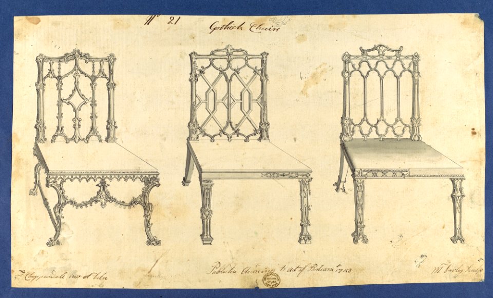 Gothick -Gothic- Chairs, in Chippendale Drawings, Vol. I MET DP104148