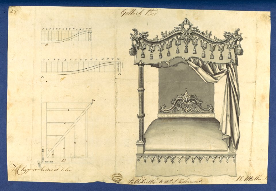 Gothick -Gothic- Bed, in Chippendale Drawings, Vol. I MET DP104158