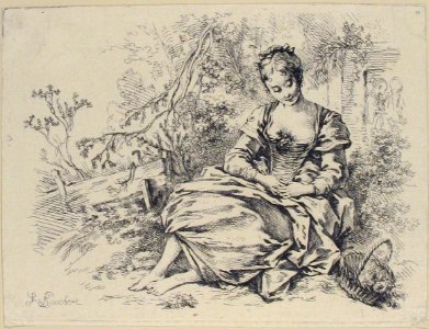 Girl in a Landscape with a Basket of Flowers MET 55.539.19
