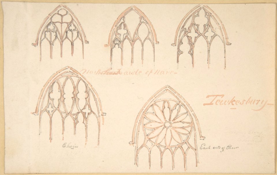 Gothic Window Traceries, Tewkesbury; Tomb (verso) MET DP806369