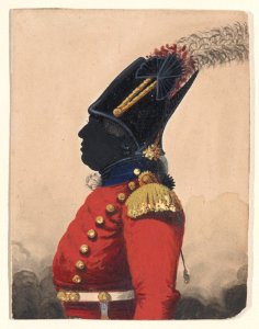 Half-length silhouette of an officer with a feathered hat Met DP887339