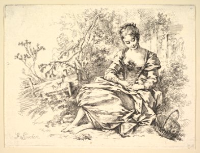 Girl in a Landscape with a Basket of Flowers MET DP825527