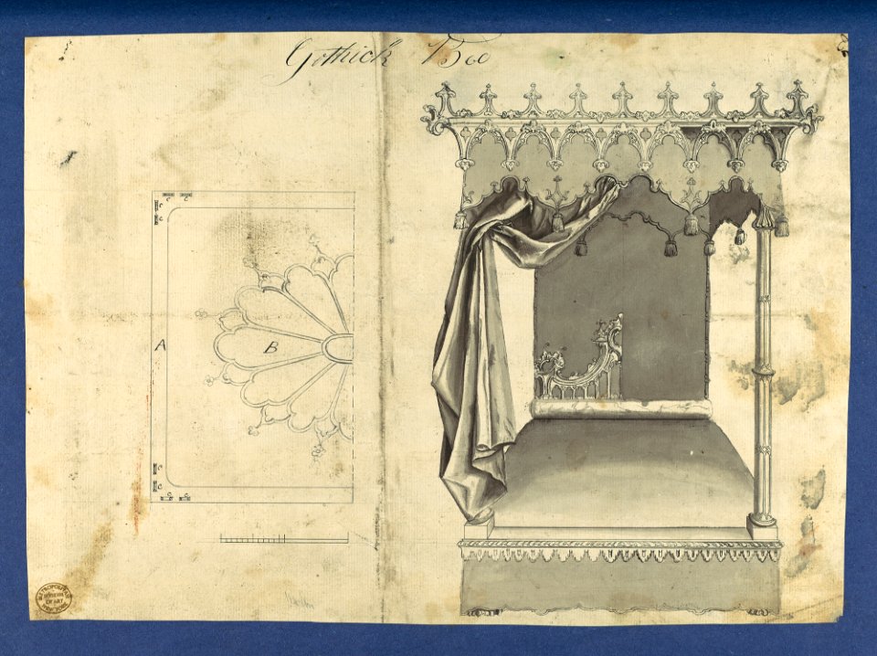 Gothick -Gothic- Bed, in Chippendale Drawings, Vol. I MET DP104159