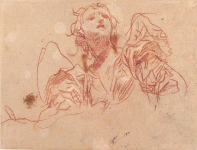 Half-Figure of an Angel Looking Upward (recto); Bust of a Man in Left Profile (verso) MET 64.197.5