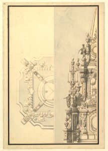 Half Plan and Half Elevation for a Catafalque for Margarita Louisa, Gran Duchess of Tuscany (d. 1721) MET DP820087